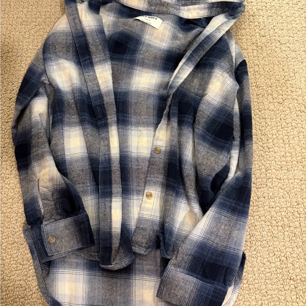 Old Navy Navy and White Checkered Shirt